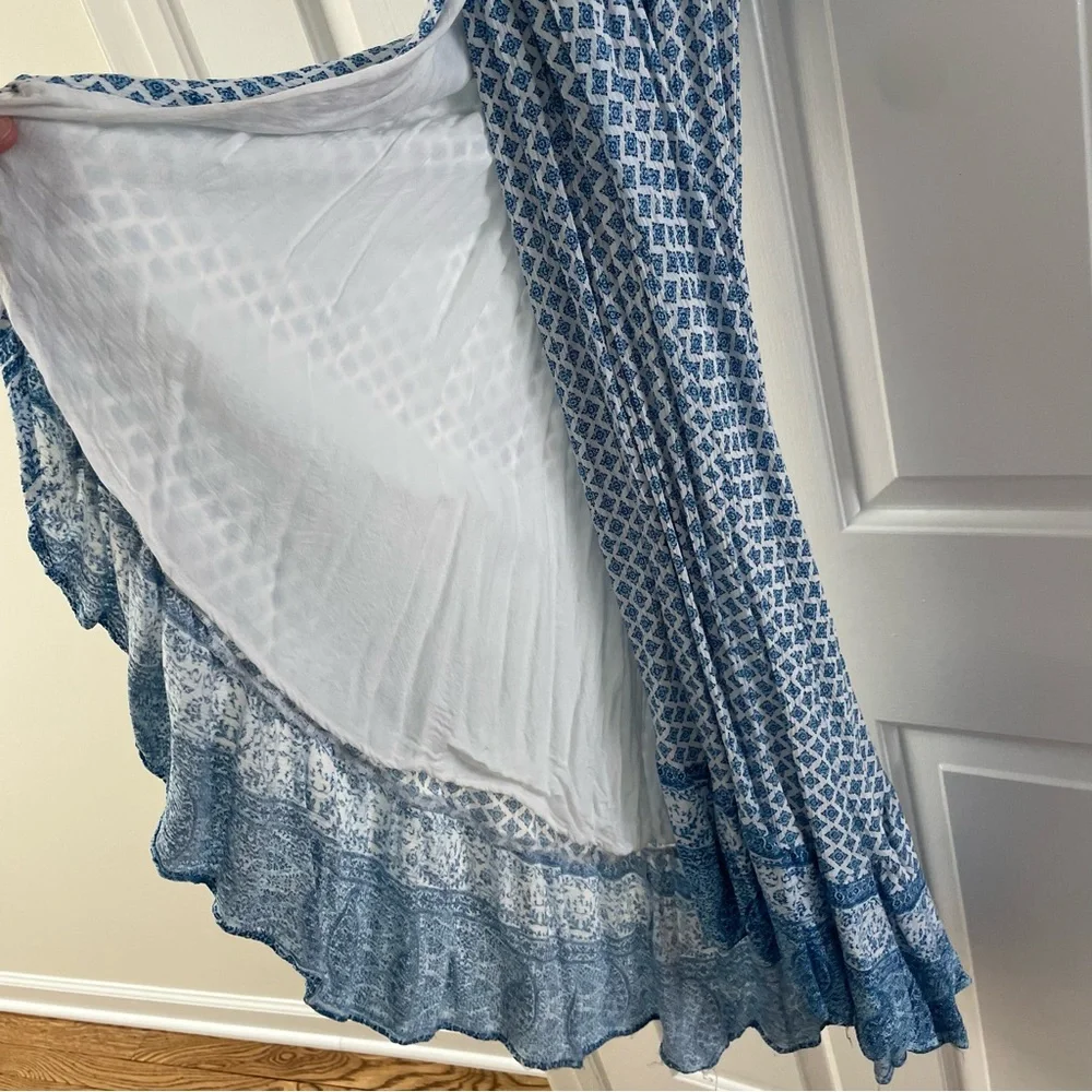 Lulus Blue Patterned Ruffle Maxi Dress - Picture 5 of 9